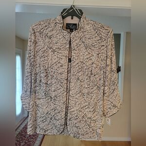 Alex Evenings Elegant Print Beige and Black Patterned Jacket